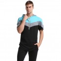 Cross border spring men's clothing Europe and the United States color matching men's T-shirt three color stitching hooded short sleeve base shirt in 2020