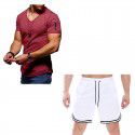 Sumitong summer t-shirt men's suit fitness running Capris