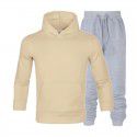 Men's suit autumn and winter new long sleeve Plush hooded foreign trade sweater plus slacks suit
