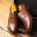 Junster classic alligator pattern men's leather shoes cowhide British style business men's shoes lace up wedding shoes