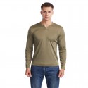 Autumn men's V-neck fitness running long sleeve t-shirt men's large autumn winter elastic men's bottom coat