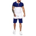 Cross border men's sports suit 2020 summer new short sleeve plus 5-point shorts color matching short sleeve suit