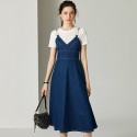 1907209 fashionable and elegant age reducing artifact T-shirt + suspender waist tucked jeans skirt two piece suit spring and summer girl