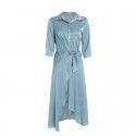 2003304-2021 spring and summer new light sense Satin waist band design shirt skirt dress commuter