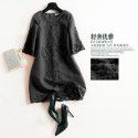 F1052-2021 Bridesmaid bride's return door red new year dress hollow out embroidered trumpet sleeve dress wedding night