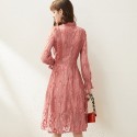 1941105-2021 spring new French heavy industry flocking lace slim temperament medium length dress