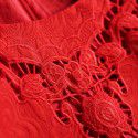 F1052-2021 Bridesmaid bride's return door red new year dress hollow out embroidered trumpet sleeve dress wedding night