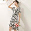 2005 610-2021 spring and summer new French Chic feminine tea break skirt print slim fishtail dress