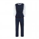 2003210-2021 spring and summer two piece suit of Auricularia auricula lace pleated Lantern Sleeve lotus leaf swing top + straight pants
