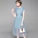 1916201-2019 summer new women's fashionable solid color shirt + two piece lace up skirt