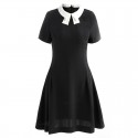 1918202-2021 summer new women's fashionable age reduction show thin doll collar middle A-line dress