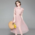 1916201-2019 summer new women's fashionable solid color shirt + two piece lace up skirt