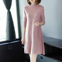 1826207-2021 autumn and winter new women's long sleeve dress temperament fashionable round neck wool weaving medium length