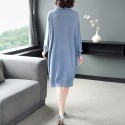 1926503-2021 autumn and winter new women's Scarf Collar simple temperament versatile show thin knitted dress irregular