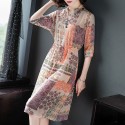 1901603-2021 new summer women's silk crepe de Chine Printed Dress