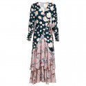 2001412-2021 spring and summer French girls' tea break skirt one piece Wrap Dress Holiday Beach print dress