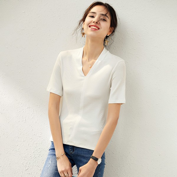 2006412-2021 spring and summer French new fashionable temperament slim knit top lazy style simple versatile