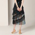 Q1918208-2021 summer new French fashionable high waist slim slim half length A-line skirt embroidered gauze skirt