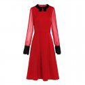 1941205-2021 spring new French temperament fashion contrast stitching Chiffon slim A-line dress