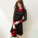 1941205-2021 spring new French temperament fashion contrast stitching Chiffon slim A-line dress