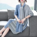 1926503-2021 autumn and winter new women's Scarf Collar simple temperament versatile show thin knitted dress irregular