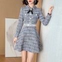 1934103-2021 autumn and winter new women's dress temperament slim fitting Diamond Dress shows thin design feeling