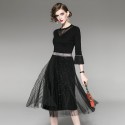 1925503-2021 autumn new women's Ruffle sleeve sexy T-shirt + bright silk screen half skirt two piece set