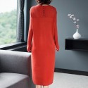 1850101-2021 autumn and winter new temperament commuter dress elegant solid round neck long sleeve medium length A-line skirt