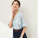 2006504-2021 summer new fashionable slim Lapel shirt + denim skirt two piece suit