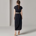 1912307-2019 summer new elegant temperament Lapel raglan sleeve waist split length dress