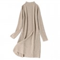 1826207-2021 autumn and winter new women's long sleeve dress temperament fashionable round neck wool weaving medium length