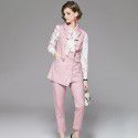 1939402-2021 early spring new fashion temperament irregular lapel vest SLIM STRAIGHT pants two piece suit