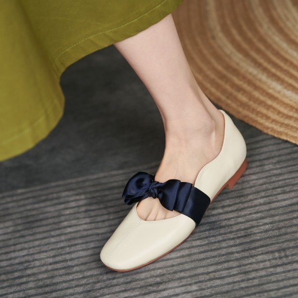 2021 summer bow shallow simple flat sole flat heel shoes