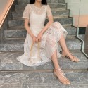 Diamond sandals fairy wind belt diamond net red summer Rome 2020 new bow crystal women's sandals