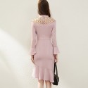 1941501-2021 spring new French temperament celebrity elegant fishtail mesh slim mid length dress