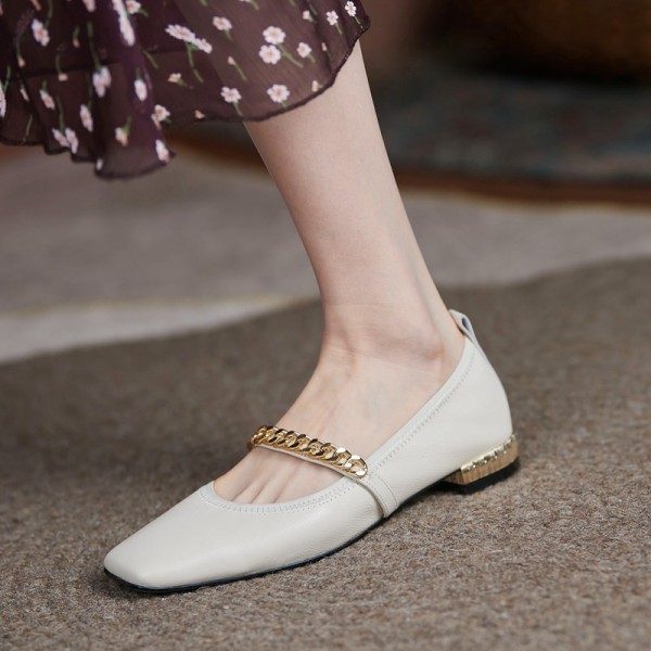 Super soft cow leather shallow mouth single shoes women's new electroplating flat sole single shoes in summer 2021 leisure Lefu shoes Korean version