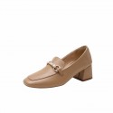 Small leather shoes 2021 new summer metal British square spring and autumn women's shoes