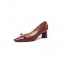 2021 summer new Korean version simple square head thick heel shallow mouth single shoes bow, wearing fairy gentle single shoes