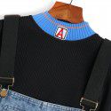 S1905115-2021 new women's wear handsome age reduced color matching knitted short sleeve T-shirt, fashionable and versatile