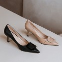 Square button nude pointed high heels women's new sexy style in spring 2020