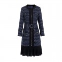 1936309-2021 autumn and winter New Retro slim women's tweed temperament celebrity Pleated Dress