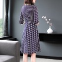 1922106-2021 early autumn new women's Vintage elegant lace up Plaid 3 / 4 sleeve print medium dress