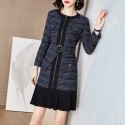 1936309-2021 autumn and winter New Retro slim women's tweed temperament celebrity Pleated Dress