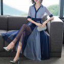 2021 spring and summer new female 1906103 sexy celebrity temperament personality contrast stitching mesh dress