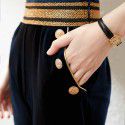 1937308-2021 autumn and winter new French retro stripe slim knit velvet wide leg pants two piece suit