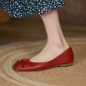 2021 summer new style square bow shallow flat sole shoes Mary Jane shoes soft leather granny shoes Korean version simple