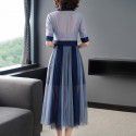 2021 spring and summer new female 1906103 sexy celebrity temperament personality contrast stitching mesh dress