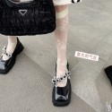 Mary Jane shoes women's black square head flower with fairy trend Korean version slim new single shoes in spring and summer 2021