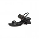 Buckle Roman thin belt open toe sandals women's summer 2021 new style cow leather retro thick heel middle heel nude temperament