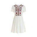 2006501-2021 spring and summer new round collar heavy industry retro embroidery short sleeve dress exotic national style